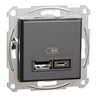 Asfora Plus USB Prizi 2.4A ikili Type A+C Antrasit Renk - Çerçevesiz - 1