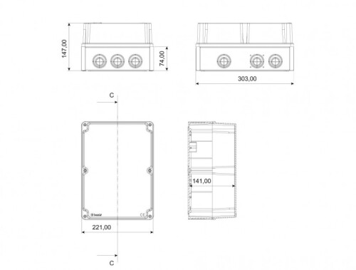 Bemis BB1-0731-0066 Opak Vidalı Kapak IP67 Plastik Buat 220x300x140 - 2