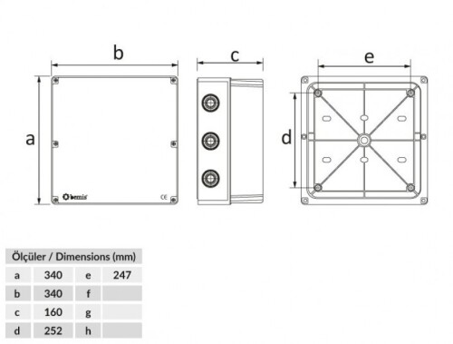 Bemis BB1-1031-0073 Opak Vidalı Kapak IP44 Plastik Buat (340x340x160) - 2