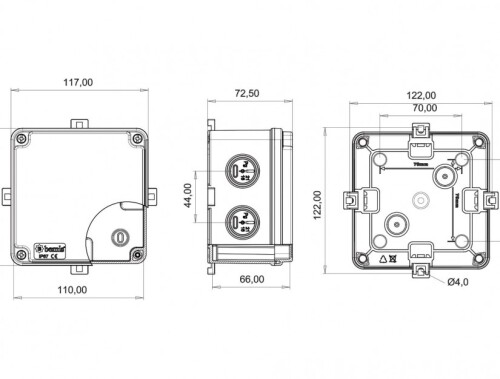 Bemis BB1-1231-0023 Opak Vidalı Kapak Plastik Buat 110x110x70 - 2