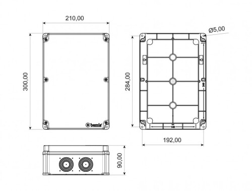 Bemis BB2-0731-0006 Opak Vidalı Kapak IP67 Plastik Buat 210x300x90 - 2