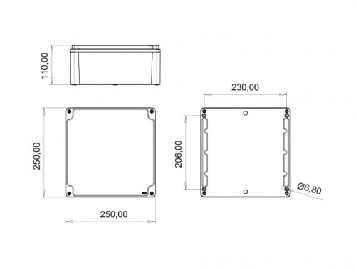 Bemis BB3-2173-1057 Alüminyum Kapak IP67 Alüminyum Buat (250x250x110) - 2