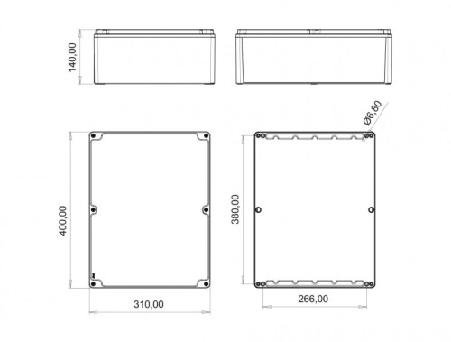 Bemis BB3-2180-1067 Alüminyum Kapak IP67 Alüminyum Buat (310x400x140) (Menteşeli) - 2