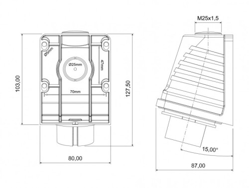 Bemis BC1-1102-2236 CEE Norm IP44 24V 90° Eğik Duvar Fiş - 2