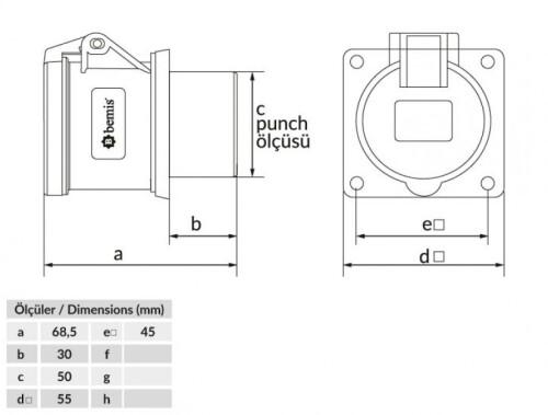 Bemis BC1-1102-2414 CEE Norm IP44 24V Makine Priz (Tek Parça) - 2