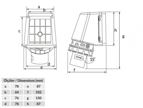 Bemis BC1-1102-7236 CEE Norm IP67 24V 90° Eğik Duvar Fiş - 2