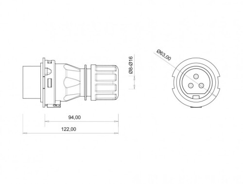 Bemis BC1-1103-2011 CEE Norm IP44 24V Düz Fiş - 2