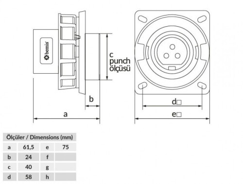 Bemis BC1-1103-7114 CEE Norm IP67 24V Makine Fişi - 2