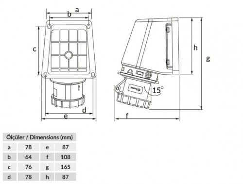 Bemis BC1-1103-7535 CEE Norm IP67 24V 90° Eğik Duvar Priz - 2