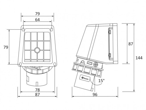 Bemis BC1-1303-7236 CEE Norm IP67 110V-150V 90° Eğik Duvar Fiş - 2