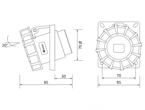 Bemis BC1-1303-7420 CEE Norm IP67 110V-150V 45° Eğik Makine Priz - 2