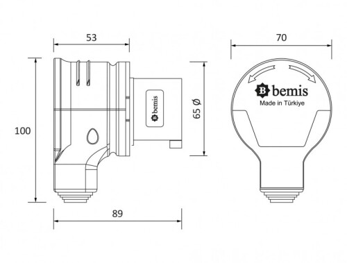 Bemis BC1-1403-2130 CEE Norm IP44 220V-250V 90° Eğik Döner Fiş - 2