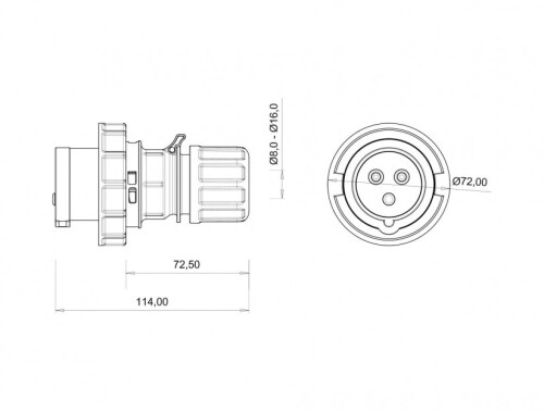 Bemis BC1-1403-7011 CEE Norm IP67 220V-250V Düz Fiş - 2