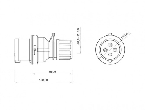 Bemis BC1-1504-2011 CEE Norm IP44 380V-450V Düz Fiş - 2