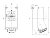 Bemis BC1-1504-7540 CEE Norm IP67 4/16A İnterlock 90° Eğik Duvar Priz - 2