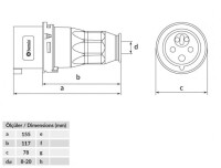 Bemis BC1-1505-2050 CEE Norm IP44 5/16A Enversör Düz Fiş - 2