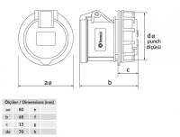 Bemis BC1-1505-2440 CEE Norm IP44 5/16A Somunlu Priz - 2