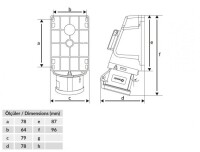 Bemis BC1-1505-2537 CEE Norm IP44 5/16A 90° Eğik Pano Prizli Duvar Priz - 2