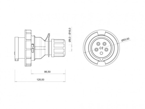 Bemis BC1-1505-7011 CEE Norm IP67 5/16A Düz Fiş - 2