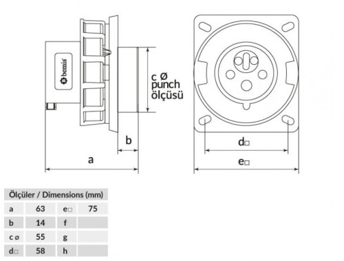 Bemis BC1-1505-7070 CEE Norm IP67 5/16A Enversör Makine Fişi - 2