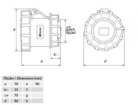 Bemis BC1-1505-7440 CEE Norm IP67 5/16A Somunlu Priz - 2