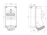 Bemis BC1-1505-7540 CEE Norm IP67 5/16A İnterlock 90° Eğik Duvar Priz - 2