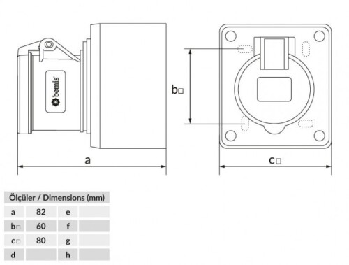 Bemis BC1-3102-2510 CEE Norm IP44 32A Duvar Priz - 2