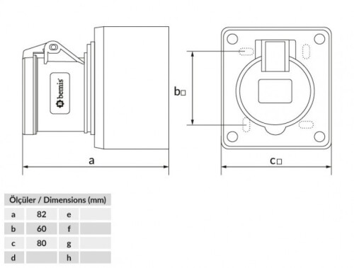 Bemis BC1-3103-2510 CEE Norm IP44 32A Duvar Priz - 2