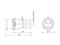 Bemis BC1-3303-2011 CEE Norm IP44 3/32A Düz Fiş - 2