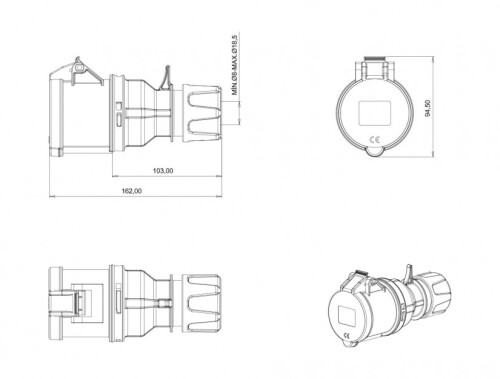 Bemis BC1-3303-2312 CEE Norm IP44 3/32A Uzatma Priz - 2