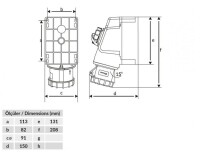 Bemis BC1-3303-7537 CEE Norm IP67 3/32A 90° Eğik Mak. Prizli Duvar Prizi - 2