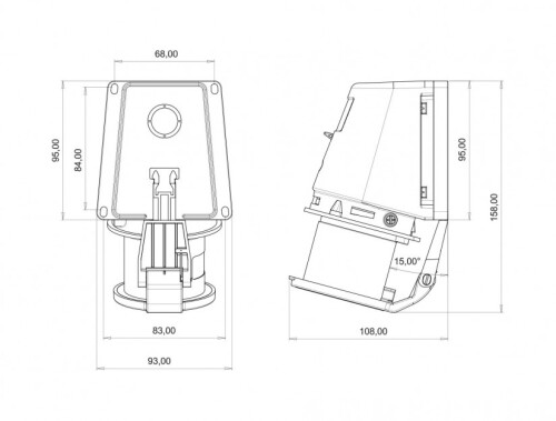 Bemis BC1-3403-2235 CEE Norm IP44 32A 90° Eğik Duvar Fiş (Yaylı Kapaklı) - 2