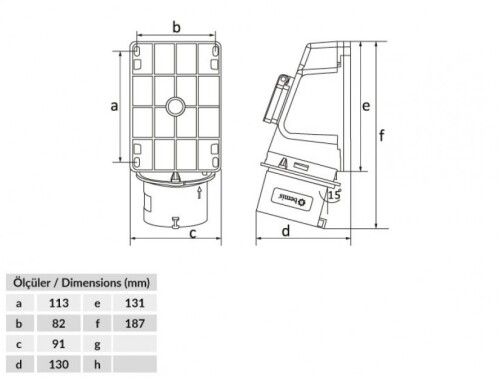 Bemis BC1-3403-2238 CEE Norm IP44 32A 90° Eğik P. Prizli Duvar Fiş - 2