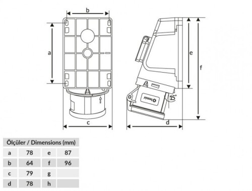 Bemis BC1-3403-2537 CEE Norm IP44 32A 90° Eğik P. Prizli Duvar Priz - 2