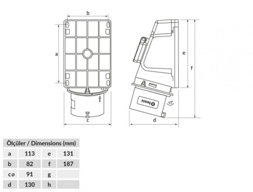 Bemis BC1-3504-2238 CEE Norm IP44 32A 90° Eğik P. Prizli Duvar Fiş - 2