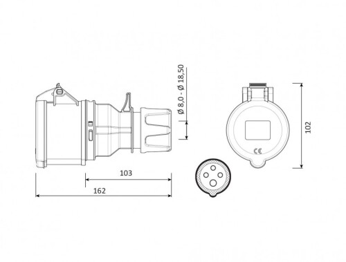 Bemis BC1-3504-2312 CEE Norm IP44 32A Uzatma Priz - 2