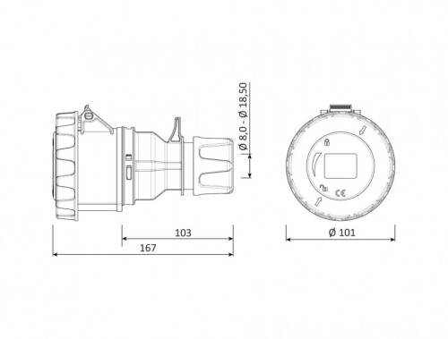 Bemis BC1-3504-7312 CEE Norm IP67 32A Uzatma Priz - 2