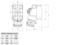 Bemis BC1-3504-7537 CEE Norm IP67 32A 90° Eğik M. Prizli Duvar Priz - 2