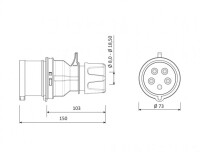 Bemis BC1-3505-2011 CEE Norm IP44 32A Düz Fiş - 2