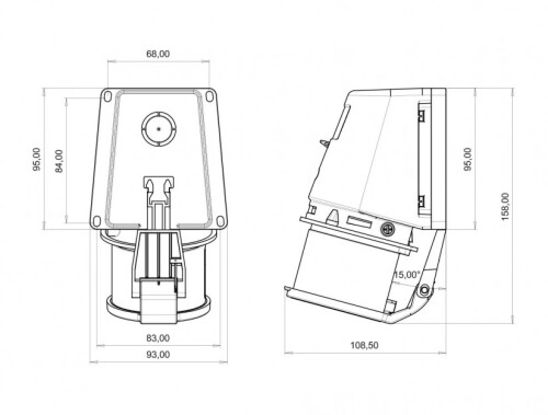 Bemis BC1-3505-2061 CEE Norm IP44 32A 90° Eğik Enversör Duvar Fiş (Yaylı Kapaklı) - 2