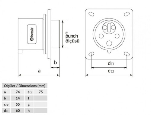 Bemis BC1-3505-2070 CEE Norm IP44 32A Enversör Makine Fişi - 2