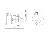 Bemis BC1-3505-2312 CEE Norm IP44 32A Uzatma Priz - 2