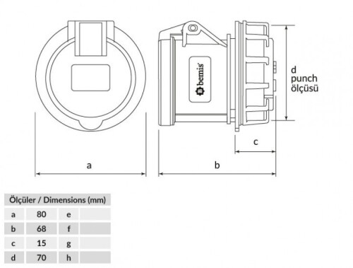 Bemis BC1-3505-2440 CEE Norm IP44 32A Somunlu Priz - 2