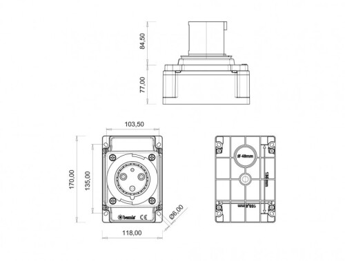 Bemis BC1-4303-2210 CEE Norm IP44 63A Duvar Fiş - 2