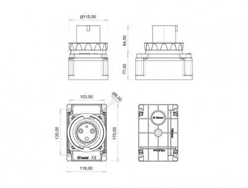 Bemis BC1-4303-7210 CEE Norm IP67 63A Duvar Fiş - 2