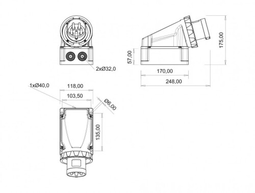 Bemis BC1-4303-7236 CEE Norm IP67 63A 90° Eğik Duvar Fiş - 2