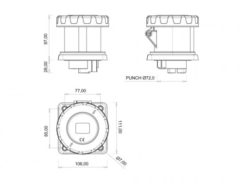 Bemis BC1-4303-7413 CEE Norm IP67 63A Makine Priz - 2