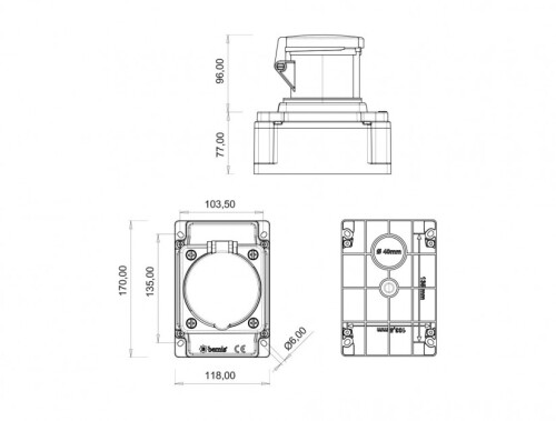 Bemis BC1-4403-2510 CEE Norm IP44 63A Duvar Priz - 2