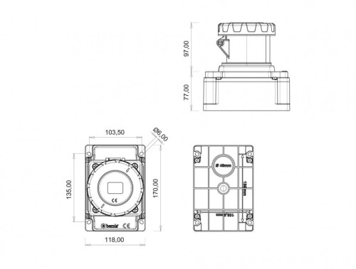 Bemis BC1-4403-7510 CEE Norm IP67 63A Duvar Priz - 2