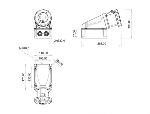 Bemis BC1-4403-7535 CEE Norm IP67 63A 90° Eğik Duvar Priz - 2